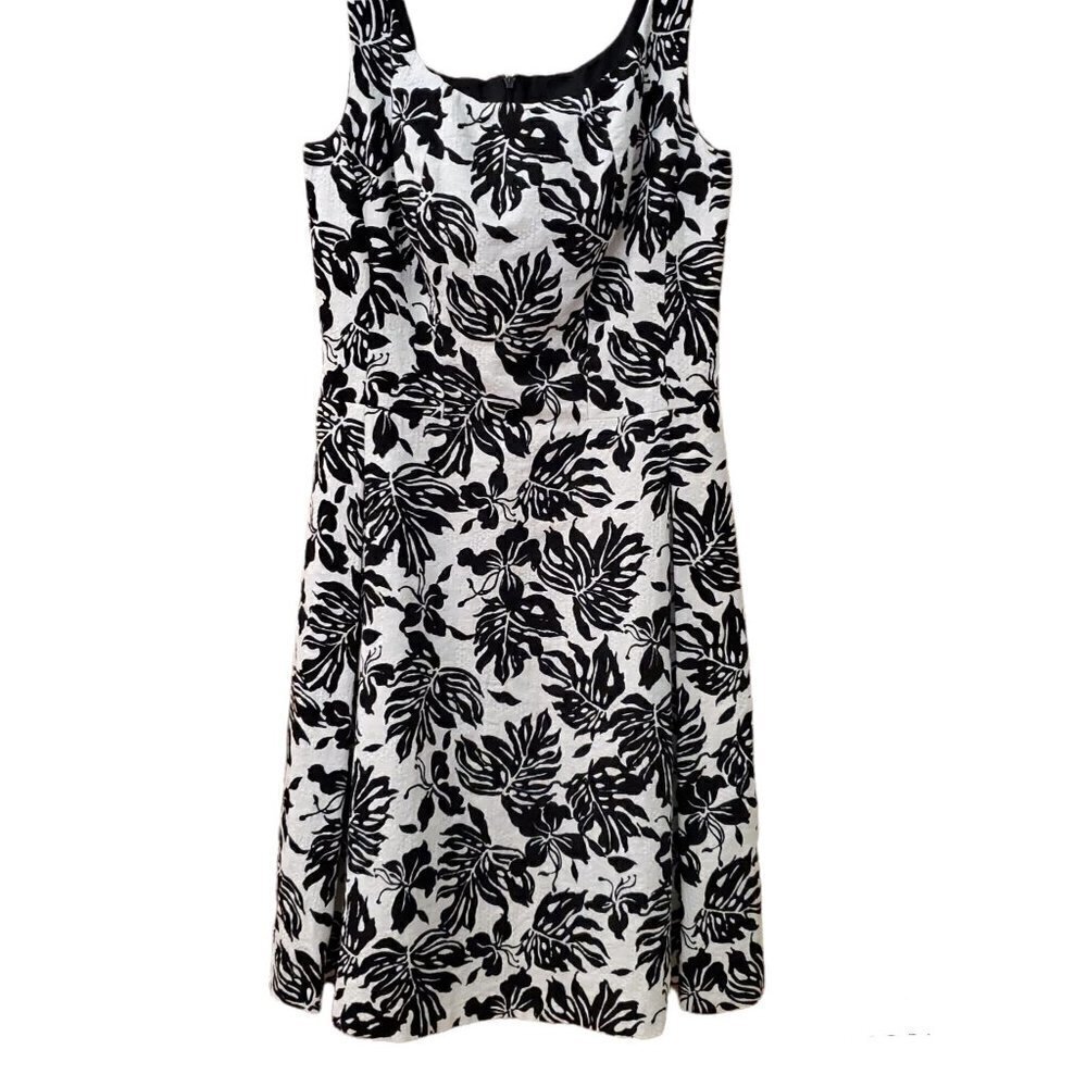 Lafayette 148 New York Black and White Sleeveless 100% Cotton Dress